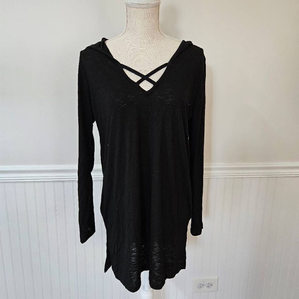 Miken Hooded Soft Rayon Long Sleeve Swim Coverup Dress Size Small NWOT